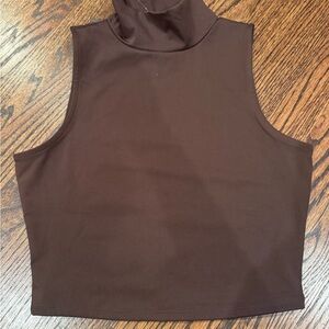 Bar III Chocolate Brown Sleeveless Turtleneck Tank